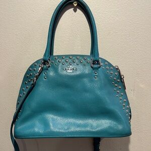 Coach Teal Studded Shoulder Bag